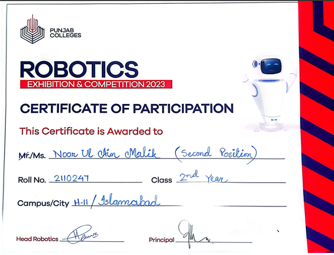 Robotics Competition Certificate